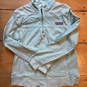 Light Blue Vineyard Vines Shep Shirt Pullover Zip Up Sweater